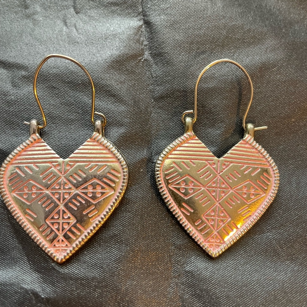 Geometric Pink, Silver and Gold Earrings